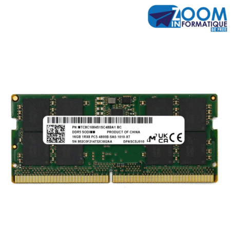 Mémoire RAM Laptop DDR5 16 GB 4800 MHz | Accélérez et Fluidifiez Votre PC Portable au Bon Prix - Zoom Informatique Cameroun