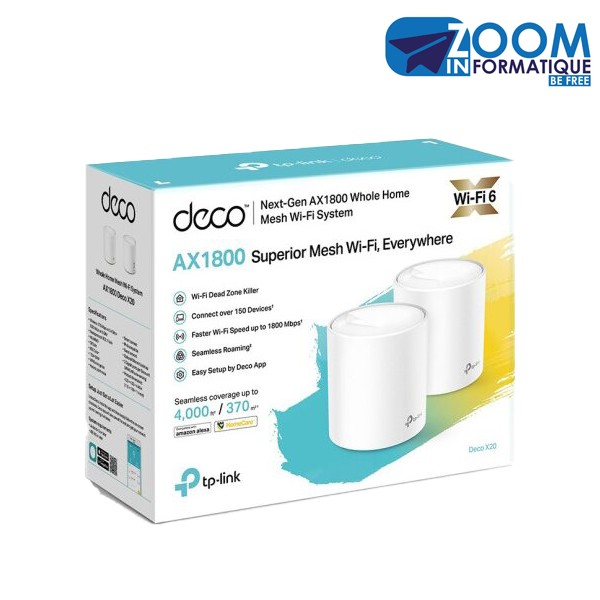 Système Wi-Fi 6 Maillé TP-Link Deco X20-DSL AX1800 | Couverture Optimale avec Modem DSL Intégré - Zoom Informatique Cameroun