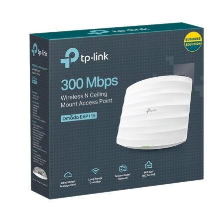 Point d’Accès TP‑Link EAP115 N300 | Wi‑Fi N300 Rapide & Fiable | Mural PoE | Vente au Cameroun
