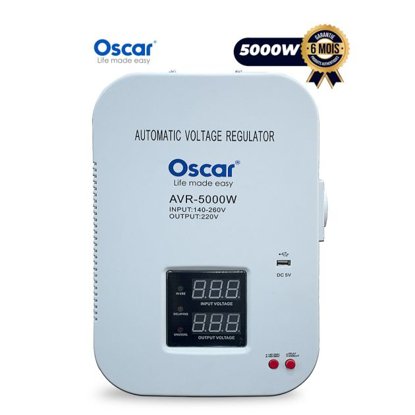 Régulateur de tension mural OSCAR OSC‑5000 – Puissance et Protection Premium au Cameroun