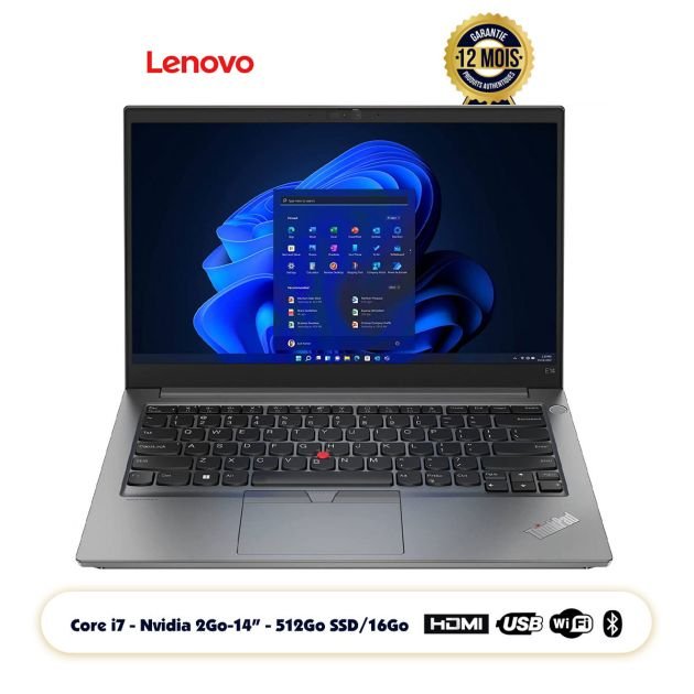 Laptop Lenovo ThinkPad E14 Gen 5 | Puissant Core i7 13ᵉ Génération | 16 Go RAM | 512 Go SSD | 14″ Noire | Vente au Cameroun