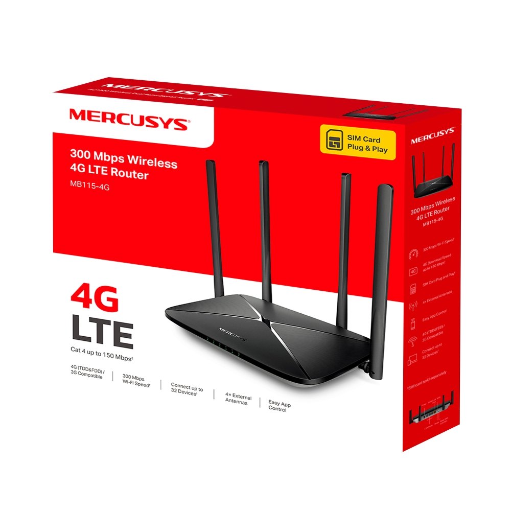 Routeur Sans Fil Mercusys MB115 | 4G LTE WiFi 300 Mbps Connectivité Mobile Rapide en Vente Cameroun