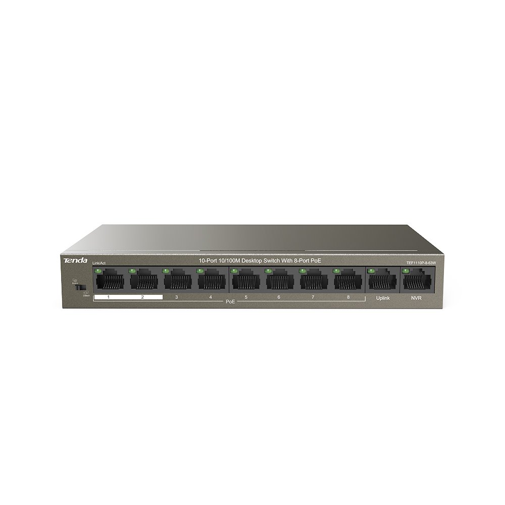 Switch Tenda TEF1110P‑8‑63W – 10 Ports Gigabit PoE | Puissant & Rapide | Vente au Cameroun