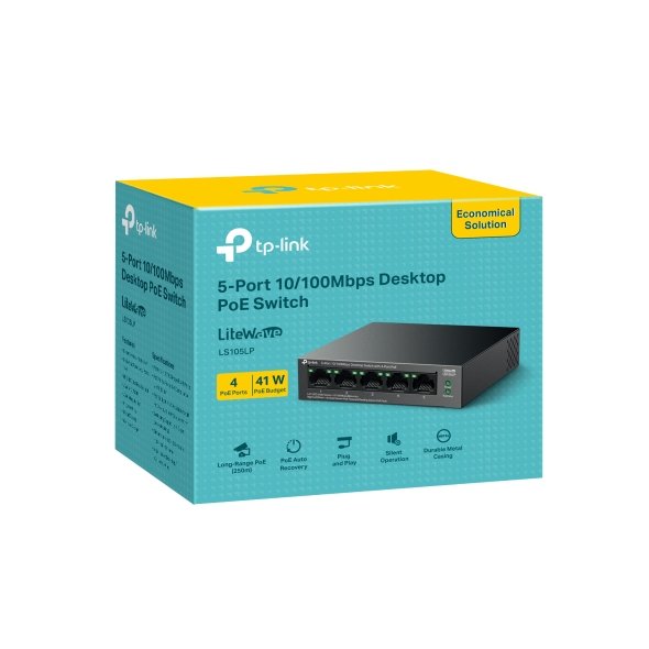 Switch TP‑Link LS105LP | 5 Ports 10/100 Mbps PoE Réseau Compact & Puissant en Vente Cameroun